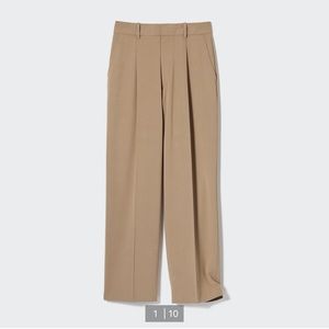 UNIQLO Women Pleated Wide Pants (small, beige)